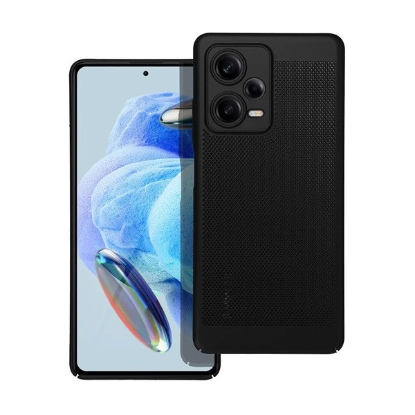 Xiaomi Redmi Note 12 Pro Plus 5G, Műanyag hátlap védőtok, légáteresztő, lyukacsos minta, Breezy, fekete (RS142530)