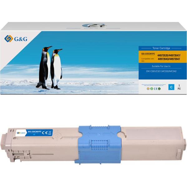 G&G NT-COC301FC Синьо тонер за OKI C301/C321/MC332/MC342, 1500 страници