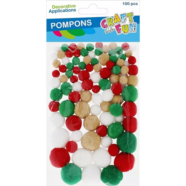 Craft with Fun OZDOBA DEK POMPON 100SZT/4KOL MIX CF PBH 12/144