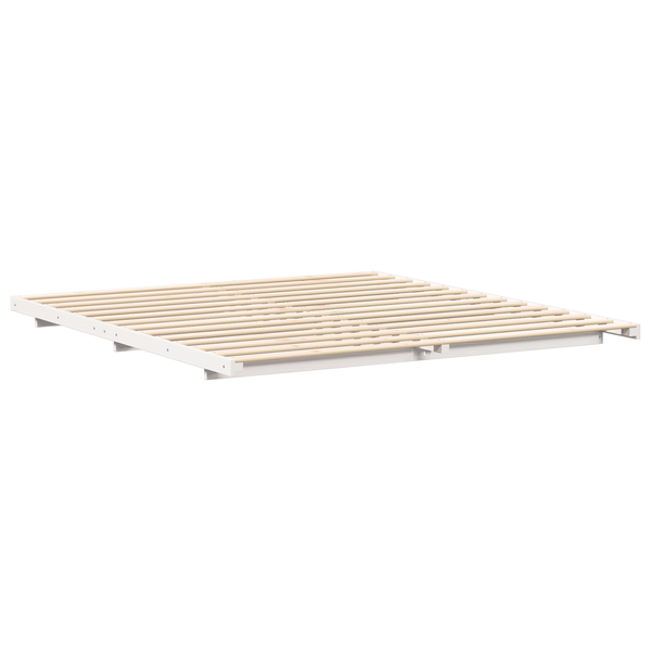 Cadru de pat de podea Alb 180 x 220 cm Lemn masiv de pin