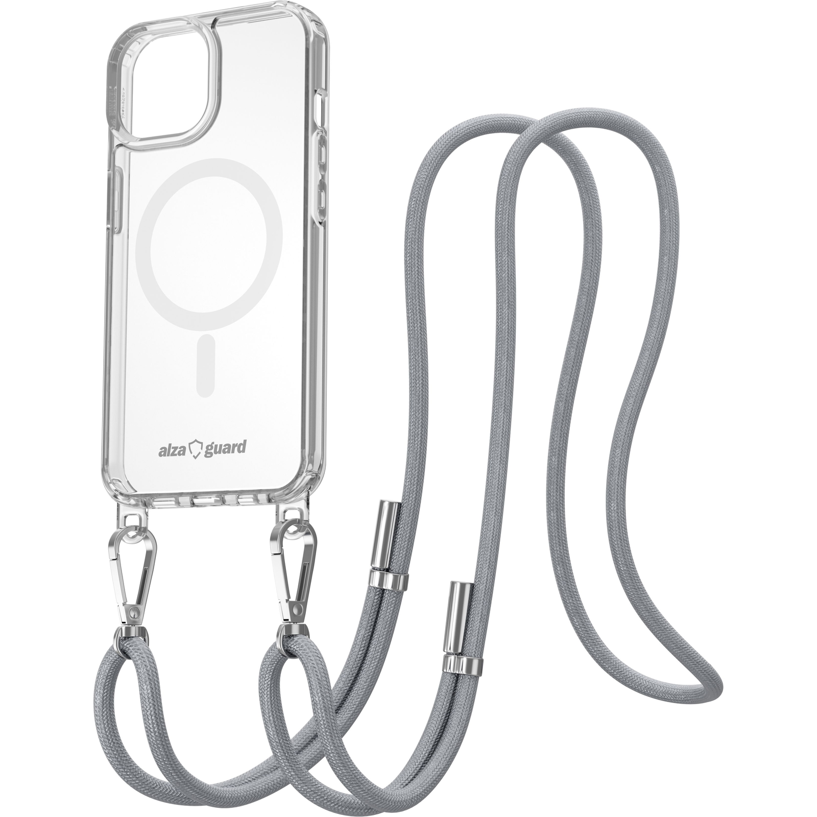 AlzaGuard Luxe Detach Lanyard Case Compatible with MagSafe for iPhone 15 szürke tok (AGD-PCF00008Y)