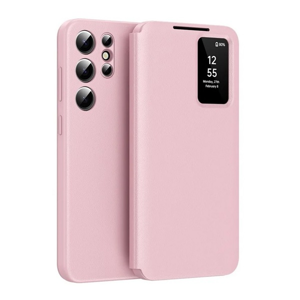 gigapack Tok álló (aktív FLIP, oldalra nyíló, Smart View Cover) RÓZSASZÍN Samsung Galaxy S25 Ultra (SM-S938) " csomagolás" (GP-166933)