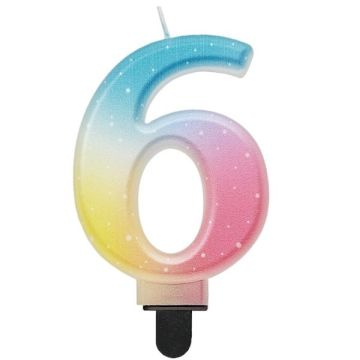 Godan Beauty and Charm: Szivárvány színű pasztell számgyertya - 6 (SF-OPA6) (SF-OPA6)