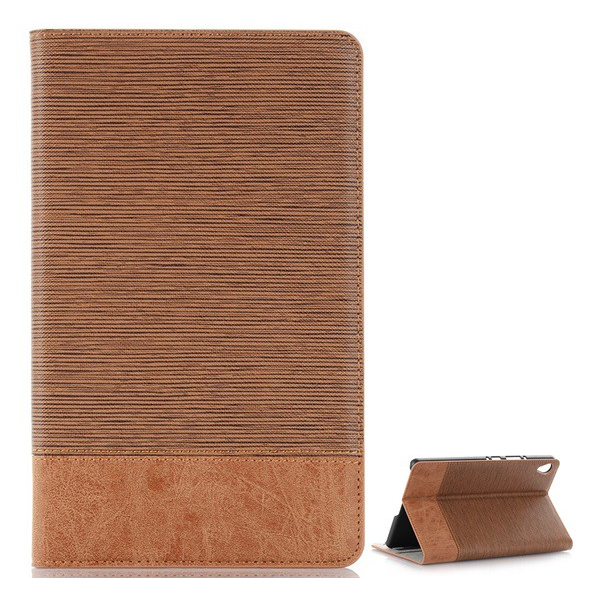Калъф Gigapack Leather effect, Huawei MediaPad M6 8.4 LTE, вертикален, активен флип, странично отваряне, функция за държач за маса, текстилен ефект, светлокафяв