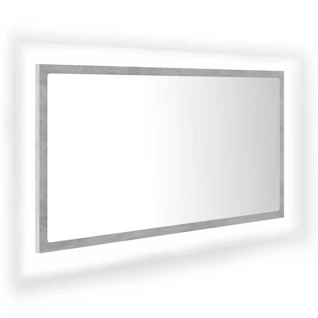 betonszürke akril LED-es fürdőszobatükör 80x8,5x37 cm (804928)