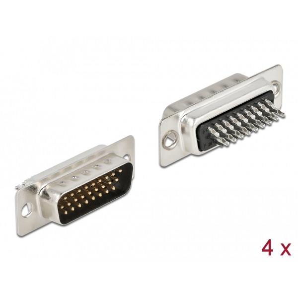 DELOCK D-Sub HD 26 Pin Stecker Metall, Lötversion, 4 Stück