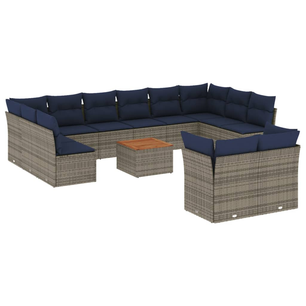 13 részes szürke polyrattan kerti ülőgarnitúra párnákkal (3256249)