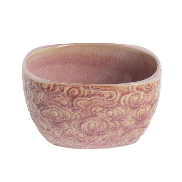 IRIS kerámia müzlis tál virágos rózsaszín 14x10cm (171219)