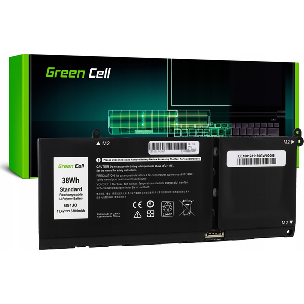 Green Cell Li-Polymer akku (11,4V, 3300mAh, Dell Latitude 3320 3330 3520 Inspiron 15 3511 3525 5510 kompatibilis) FEKETE (DE160)