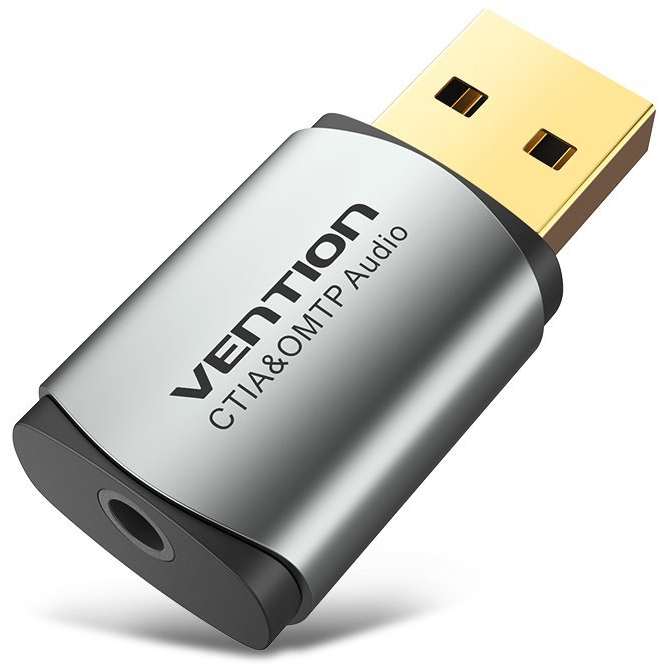 Vention USB External Sound Card Gray Metal Type (OMTP-CTIA) (CDLH0)