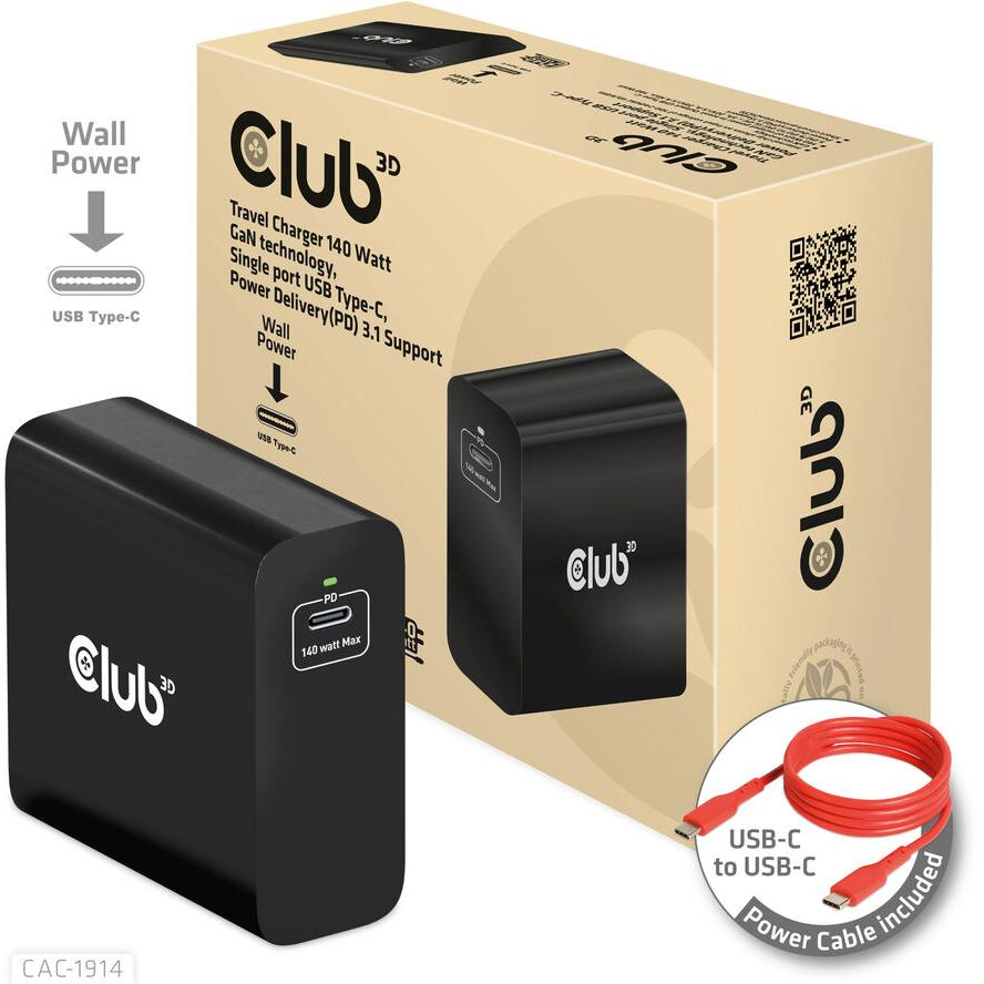Club3D Ladegerät 1xUSB Typ C, PD 140W retail (CAC-1914EU)
