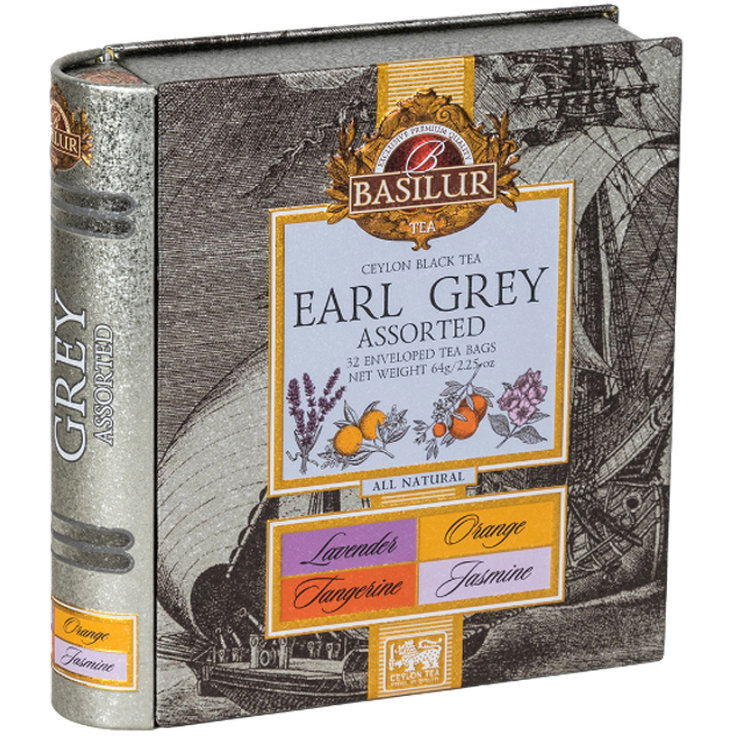Basilur Earl Grey Book Assorted 32 × 2 g plech (4792252946675)