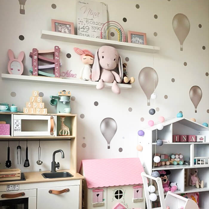 Falmatrica gyerekszobába - Krémszínű hőlégballonok (3673bf)