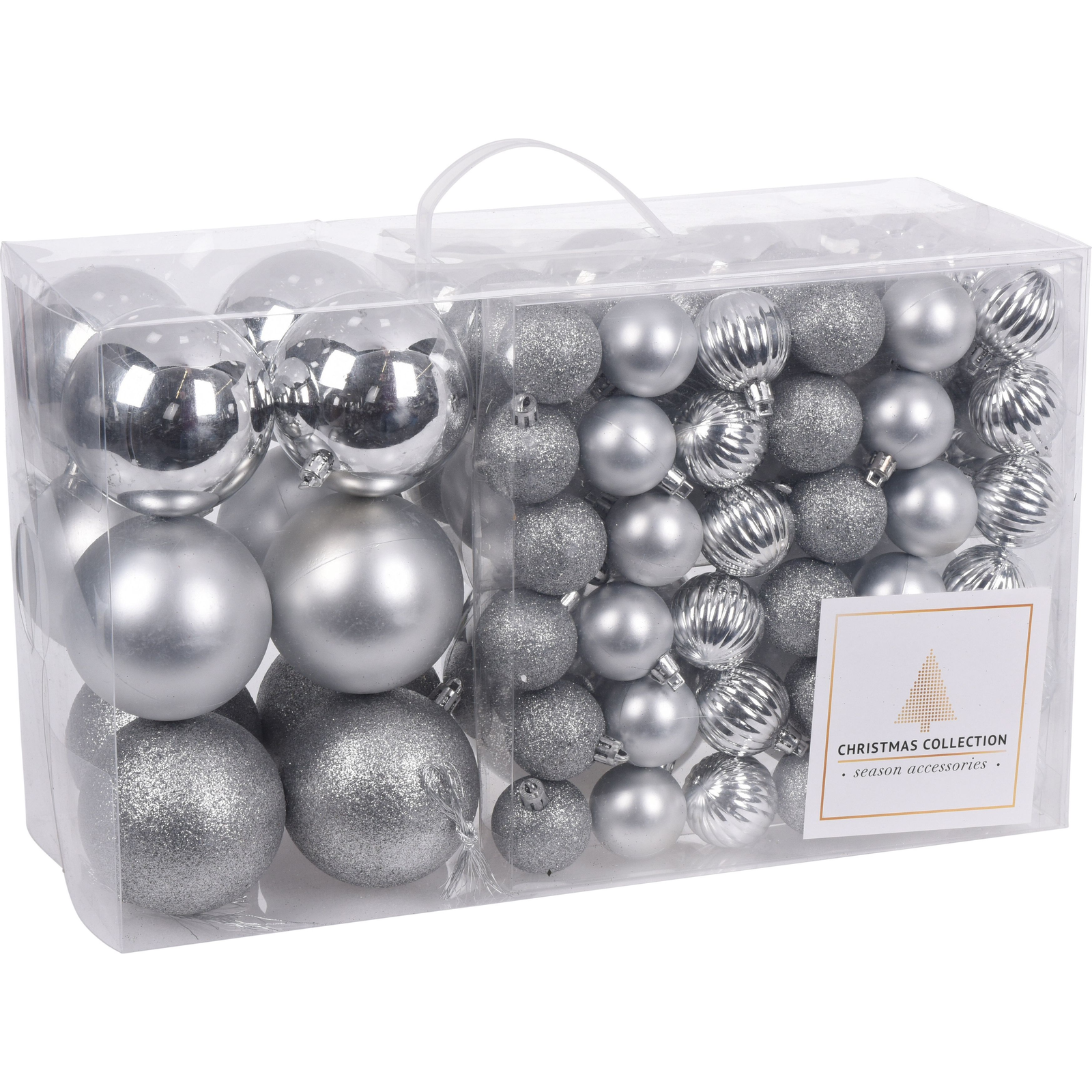 Karácsonyi Gömb Műanyag Ezüst 94Részes Szett 1Cs