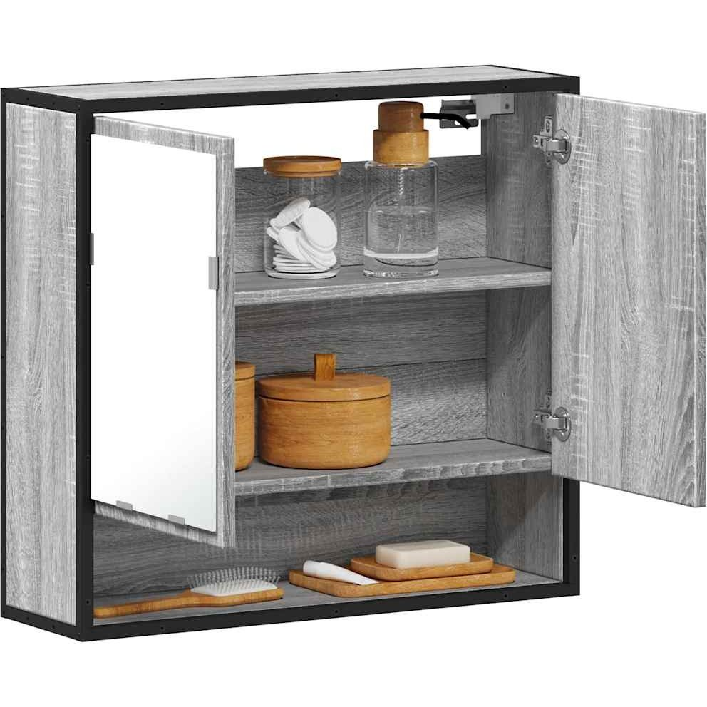 szürke sonoma színű szerelt fa tükrös szekrény 65x20x60 cm (849262 VidaXL)