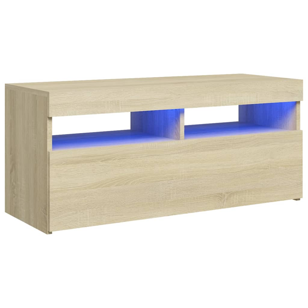 sonoma-tölgy színű TV-szekrény LED-világítással 90 x 35 x 40 cm (804385)
