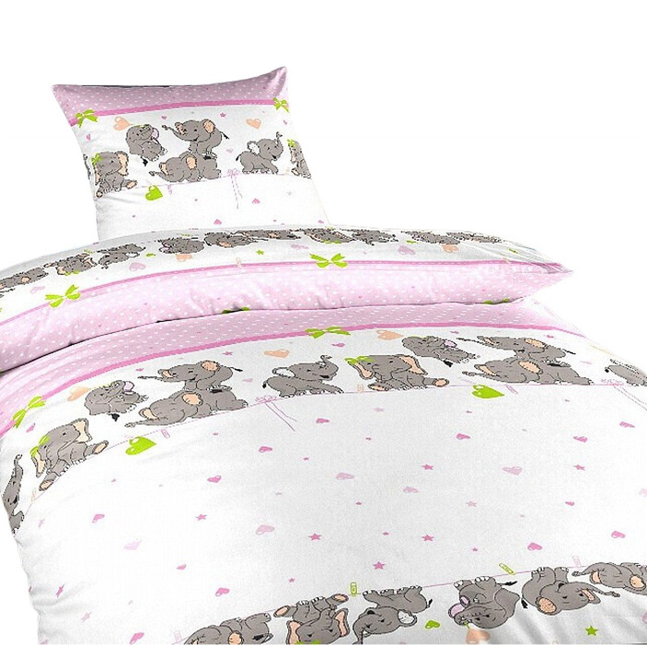 Dadka ágynemű, krepp, elefántok, rózsaszín 140 × 200, 70 × 90 cm (8596132017914)