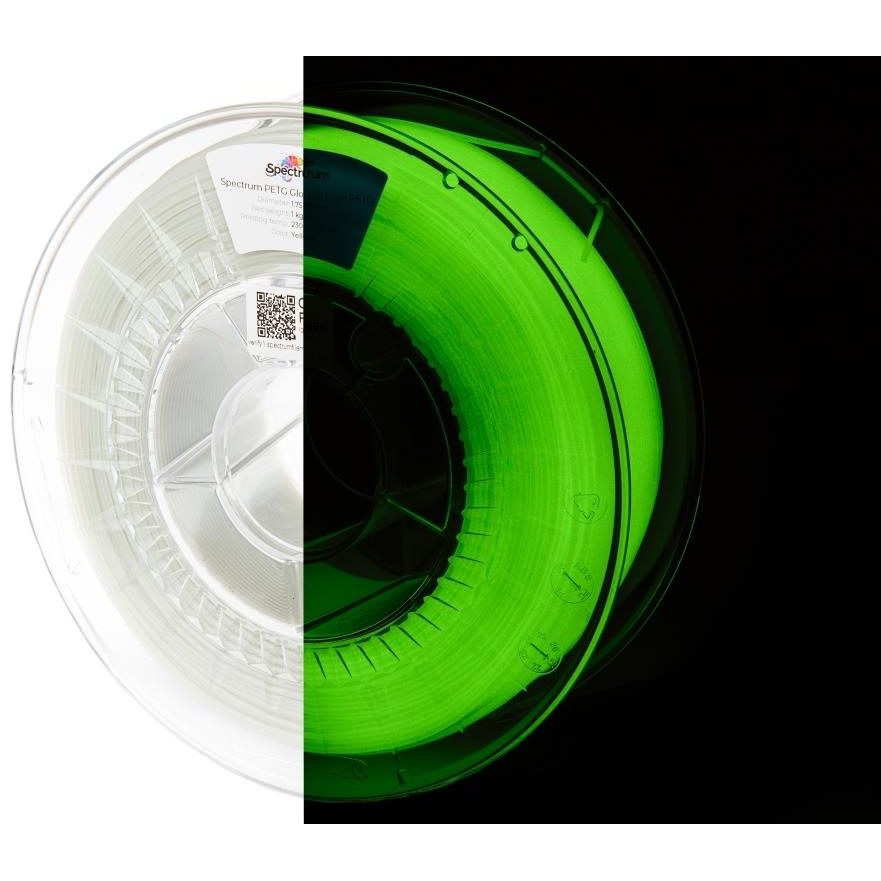Spectrum 3D nyomtatószál, PET-G Glow In The Dark, 1,75 mm, Yellow-Green, 1 kg (80538)