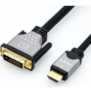 Roline DVI Csatlakozókábel DVI-D 18+1 pólusú Csatlakozódugó, HDMI-A dugó 2.00 m Többszínű 11.04.5871 Árnyékolt DVI kábel