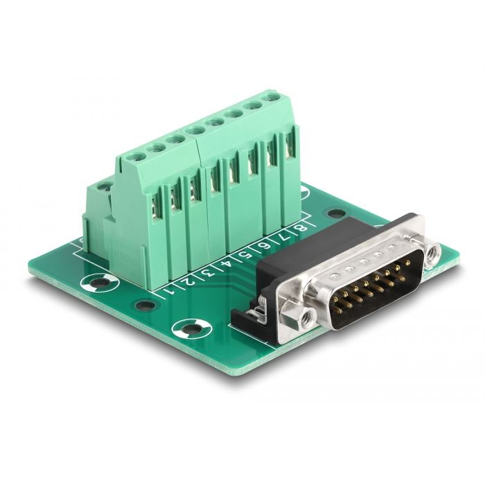 Delock D-Sub 15 tűs apa - Terminal Block DIN sínhez (66909) (DE66909)