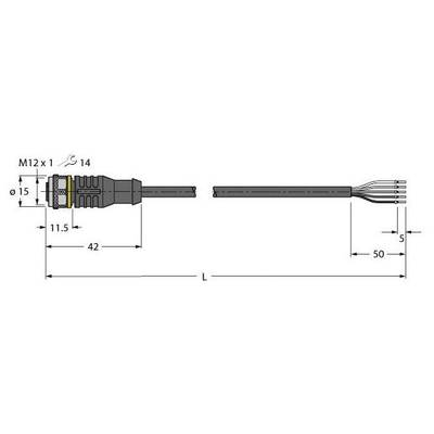 Turck 6625507 Érzékelő-/működtető csatlakozóvezeték 5 m Pólusszám: 5 1 db (6625507)