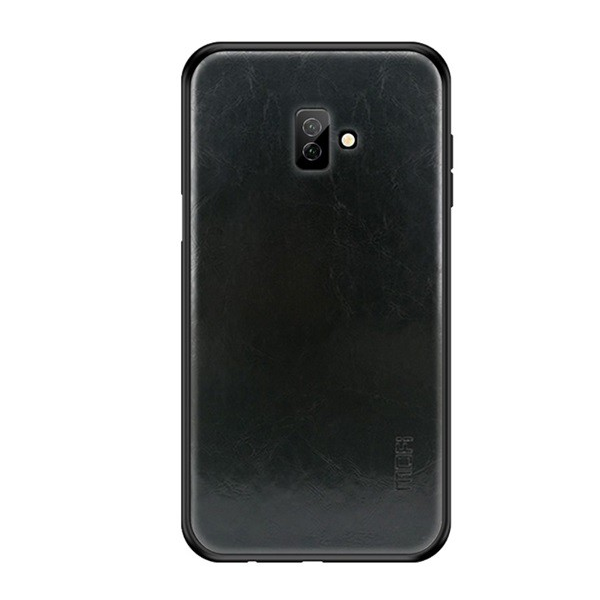 MOFI műanyag telefonvédő (szilikon keret, bőr hatású hátlap) FEKETE [Samsung Galaxy J6 Plus (SM-J610F)] (5996457830947)