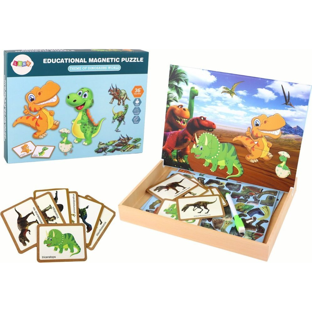 Lean Toys Oktató Mágneses Rejtvénykészlet Dinoszauruszokkal (16662)