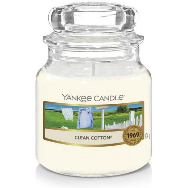 YANKEE CANDLE Classic Clean Cotton, kisméretű, 104 gramm