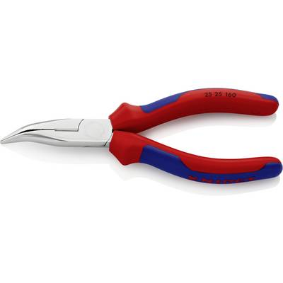 Fél-kerek csőrű fogó vágóéllel (Rádiófogó) 160 mm, hegyes, lapos pofa, Knipex 25 25 160