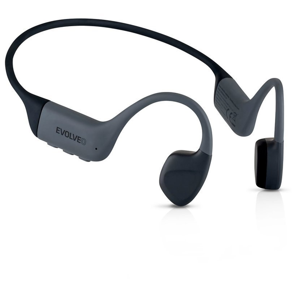 EVOLVEO BoneMax, bezdrátová sluchátka na lícní kosti, MP3 32GB, IPX8, šedé