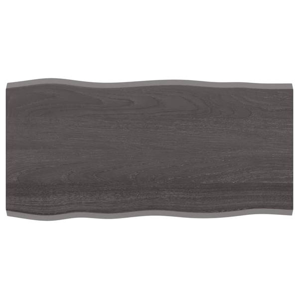 Blat masă, 100x50x2 cm, gri, lemn stejar tratat contur organic