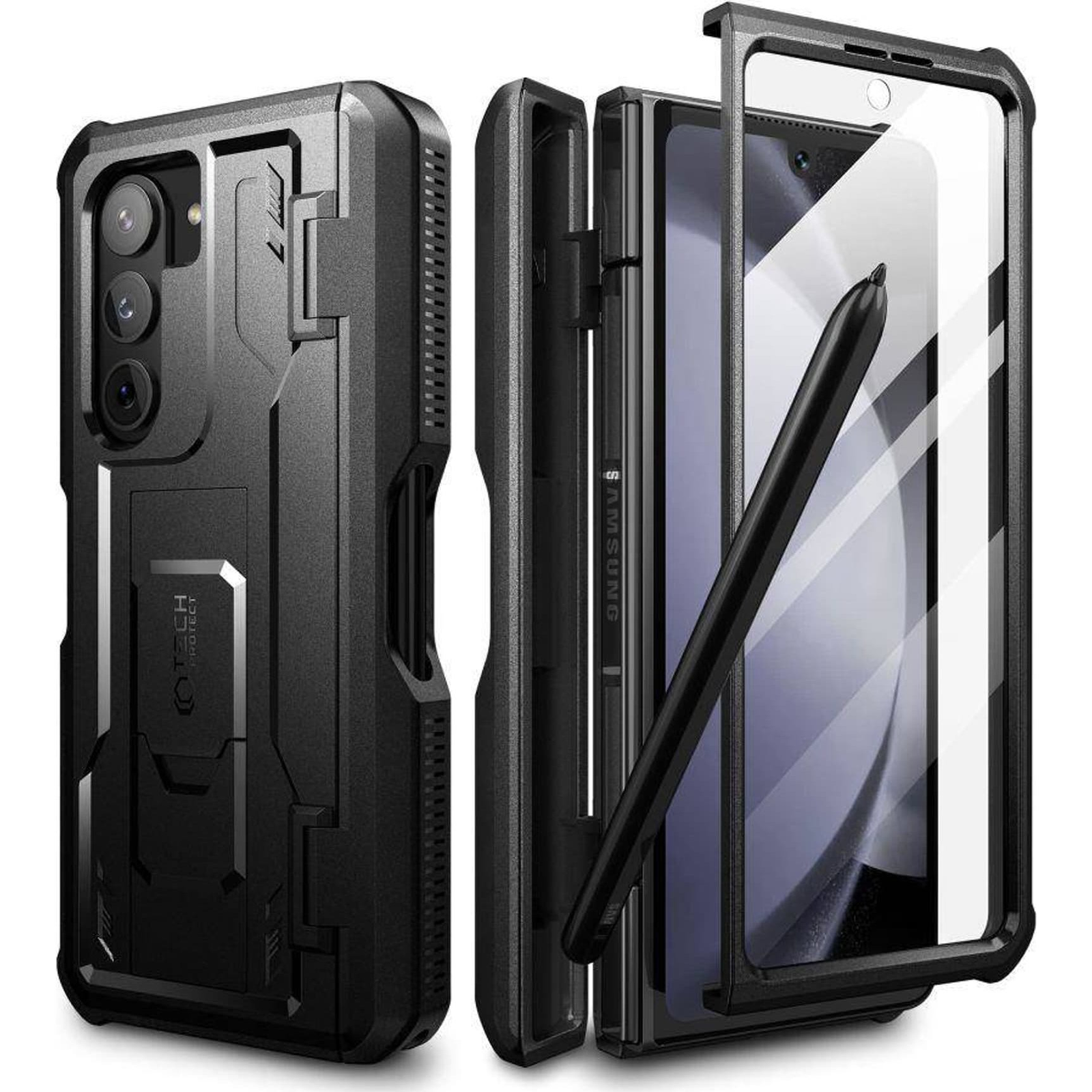 Tech-Protect Kevlar Pro Pen Samsung Galaxy Z Fold 5 ütésálló tok kijelzővédelemmel, fekete (THP2127)