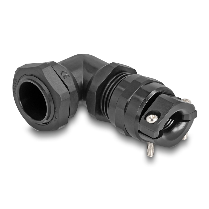 Delock Kábel tömszelence PG13,5 90 hajlított feszültség mentesítős és hajlítás védelemmel ellátott fekete (60595) (60595)