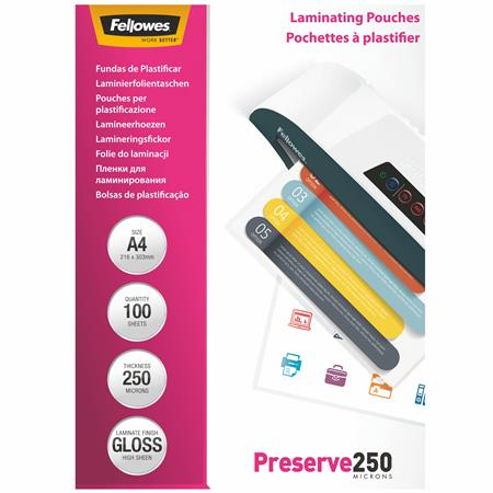 Fellowes 250 mikron A4 fényes lamináló fólia (100 db / csomag) (5401802)