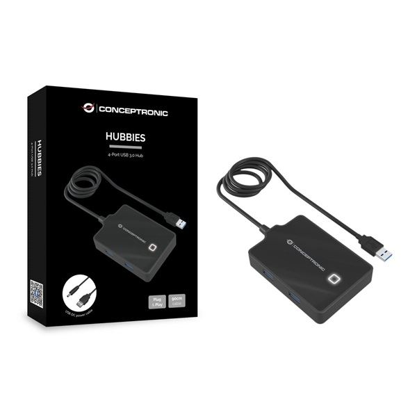 Conceptronic HUBBIES11B dokkoló állomás és port replikátor USB 3.2 Gen 1 (3.1 Gen 1) Type-A Fekete