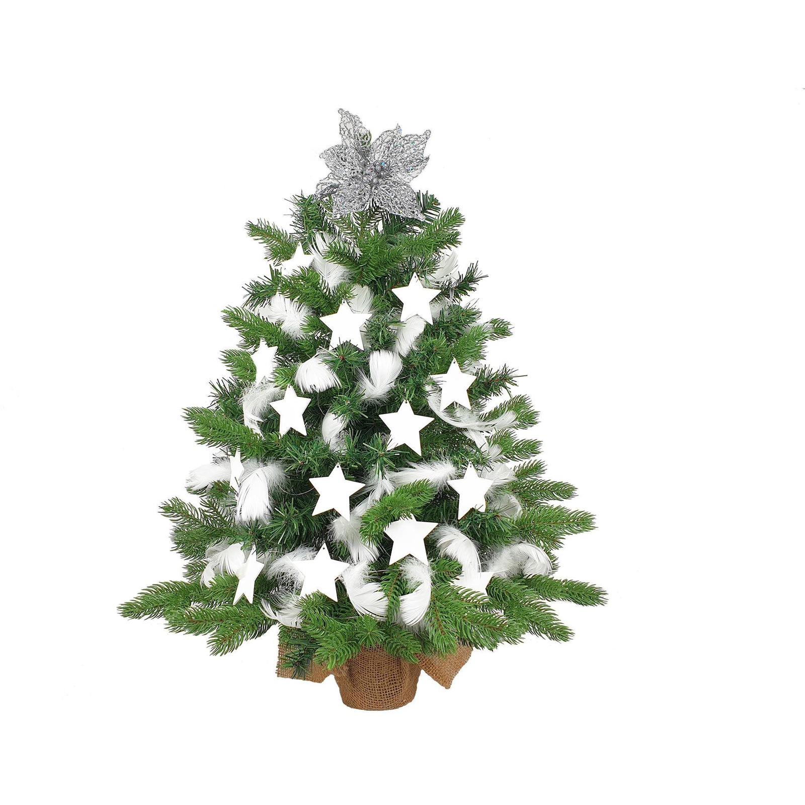 Díszített fa KING WINTER 60 cm 32 díszítéssel és dekorációval LED VILÁGÍTÁSSAL (LAU-1491)