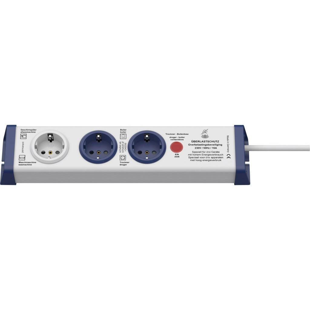 interBär 8110-002.01 Hálózati elosztó 3 részes Fehér, Kék Védőérintkezős 1,5m (8110-002.01)