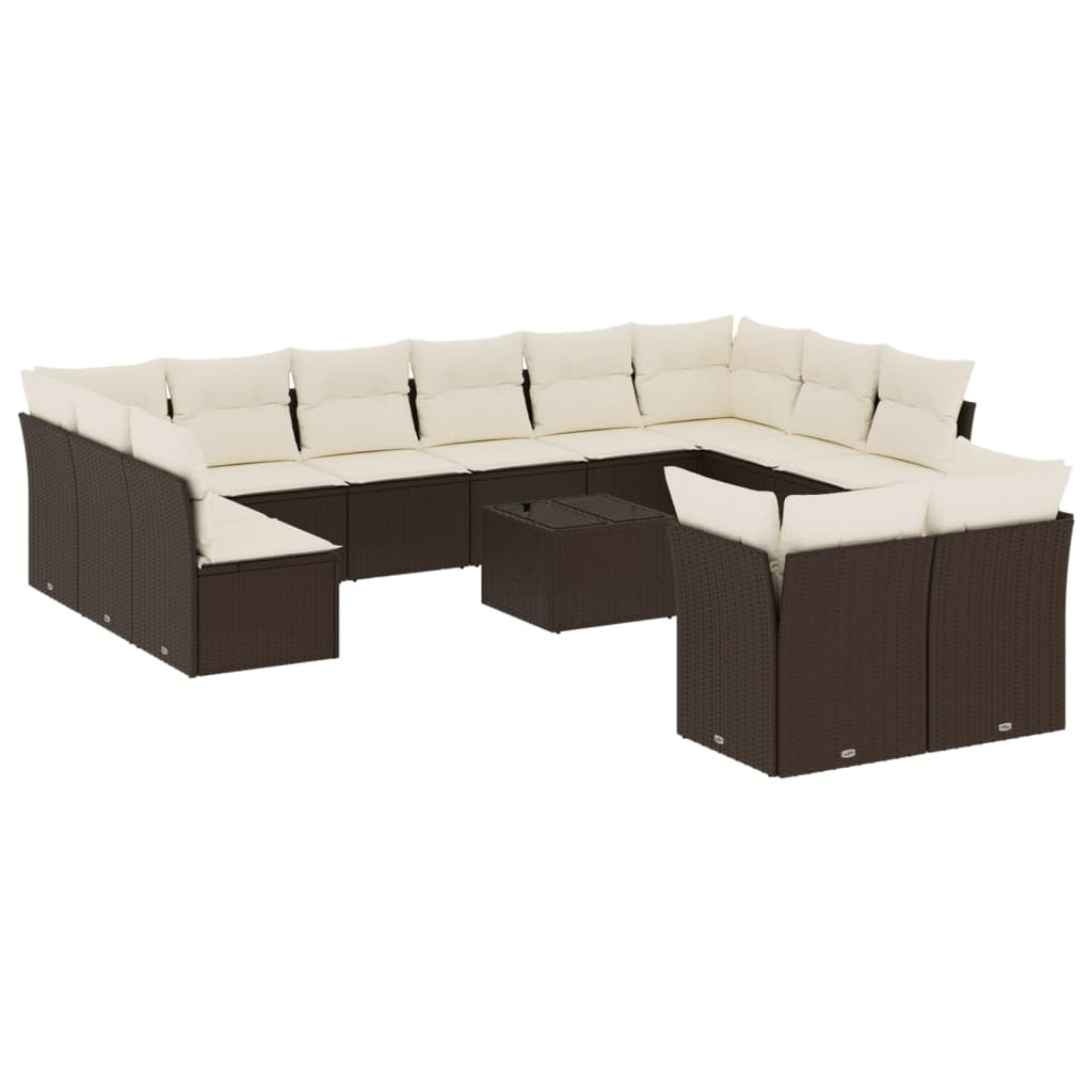 13 részes barna polyrattan kerti ülőgarnitúra párnákkal (3250282)