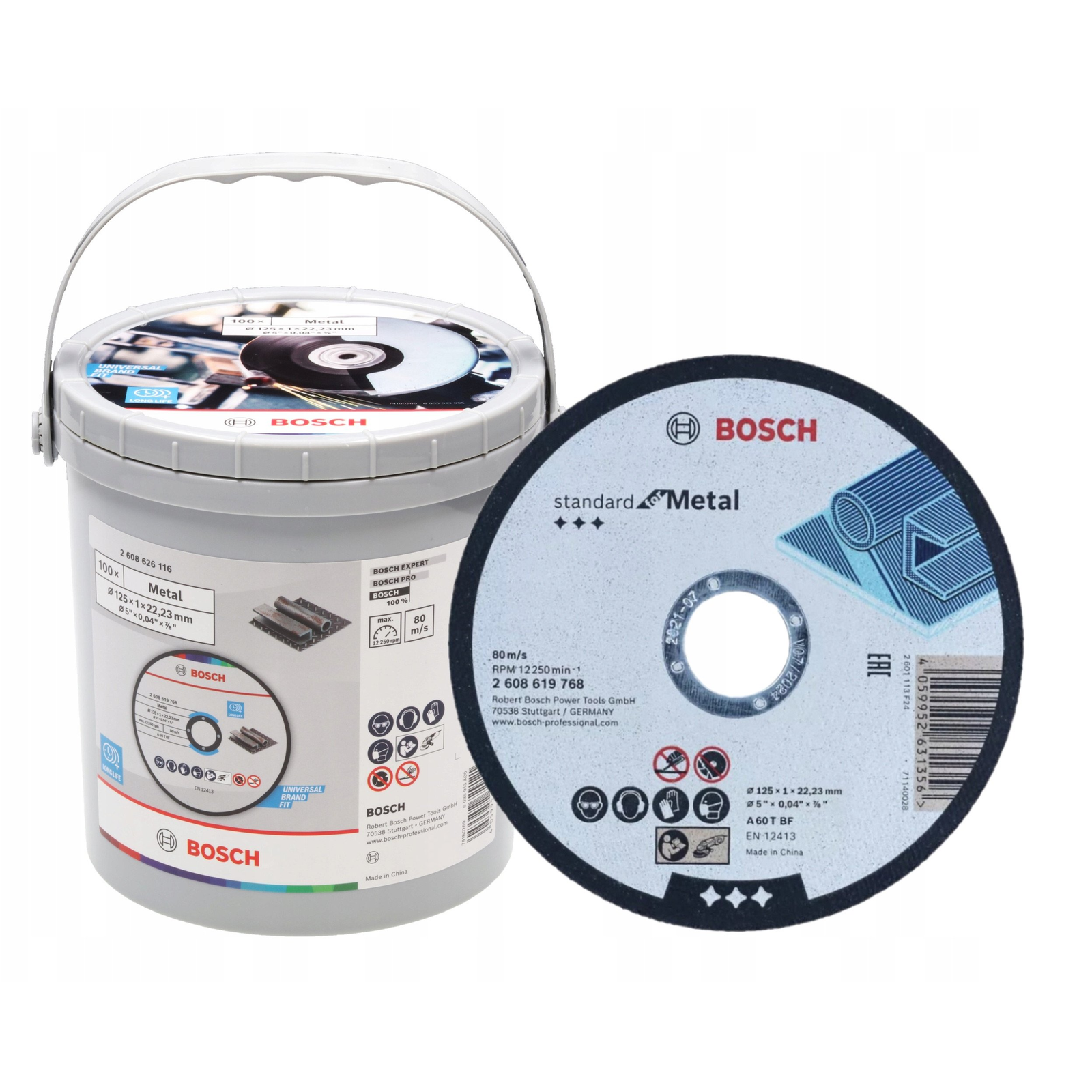 Bosch PRO vágótárcsák vödörben 125 mm Fém 100 db (2608619768) (2608626116)