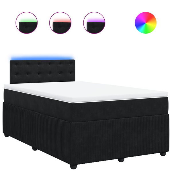 Pat box spring cu saltea, negru, 120x190 cm, catifea