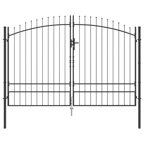 Poarta de Grădină cu Vârf de Lance Deschidere Dublă Gri 200x300 cm Oțel