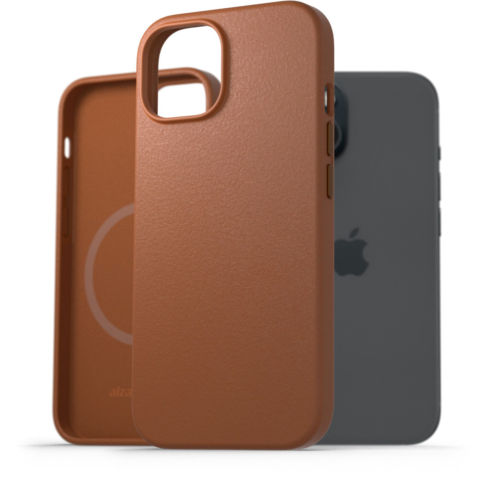 AlzaGuard Genuine Leather iPhone 15 Magsafe nyeregbarna tok (AGD-GLCM0005C)