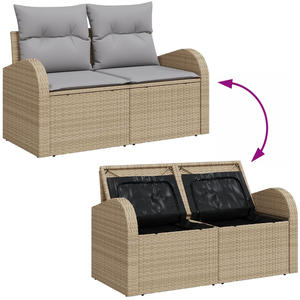 Kerti Kanapé Szett párnával 12 pcs Beige és Világosszürke