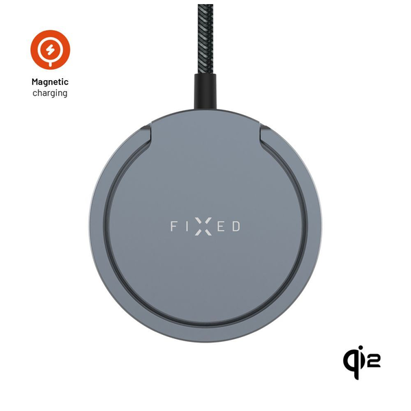FIXED MagPad Pro vezeték nélküli töltő Qi2, MagSafe támogatással szürke (FIXMPA