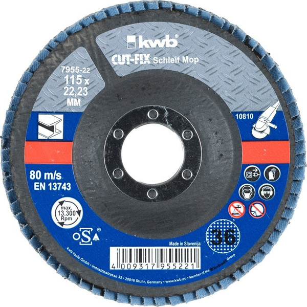 kwb 795726 CUT-FIX® csiszoló felmosó, lamella csiszolókorong, fémmegmunkálás, ø 125 mm Ø 125 mm