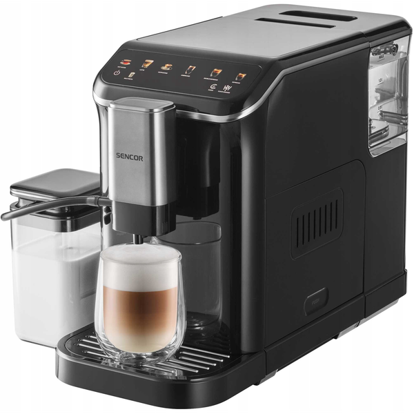 Automata kávéfőző, víztartály 1,5L, tejtartály 750ml Sencor SES 8100BK
