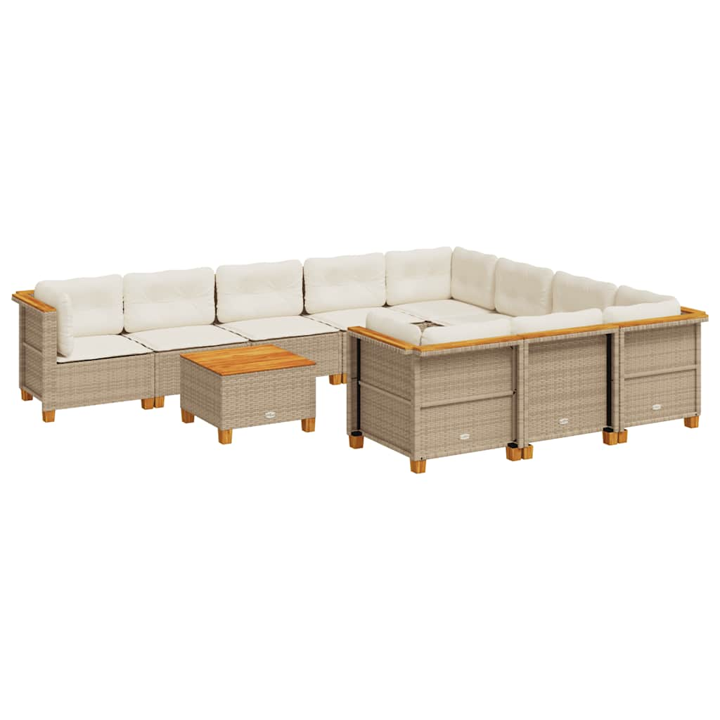 11 részes bézs polyrattan kerti ülőgarnitúra párnákkal (3262039)