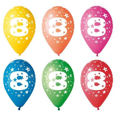 Léggömb 26cm - 8-as szám (5db) (11-PRINT8)