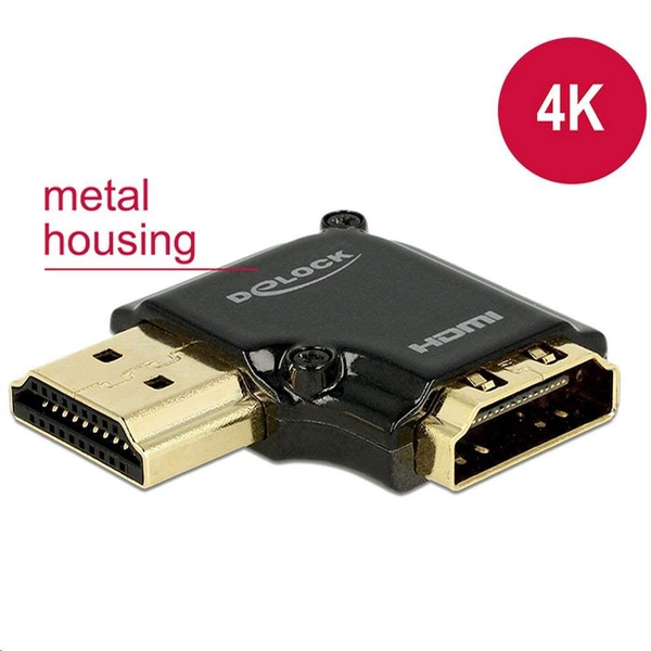 HDMI Adapter Delock A -> A St/Bu 90° links 4K Metallgehäu