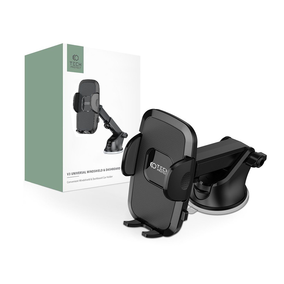 Univerzális műszerfalra/szélvédőre helyezhető PDA/GSM autós tartó - Tech-ProtectUniversal Windshield Dashboard Car Mount V3W-D/B - fekete (FN0469)